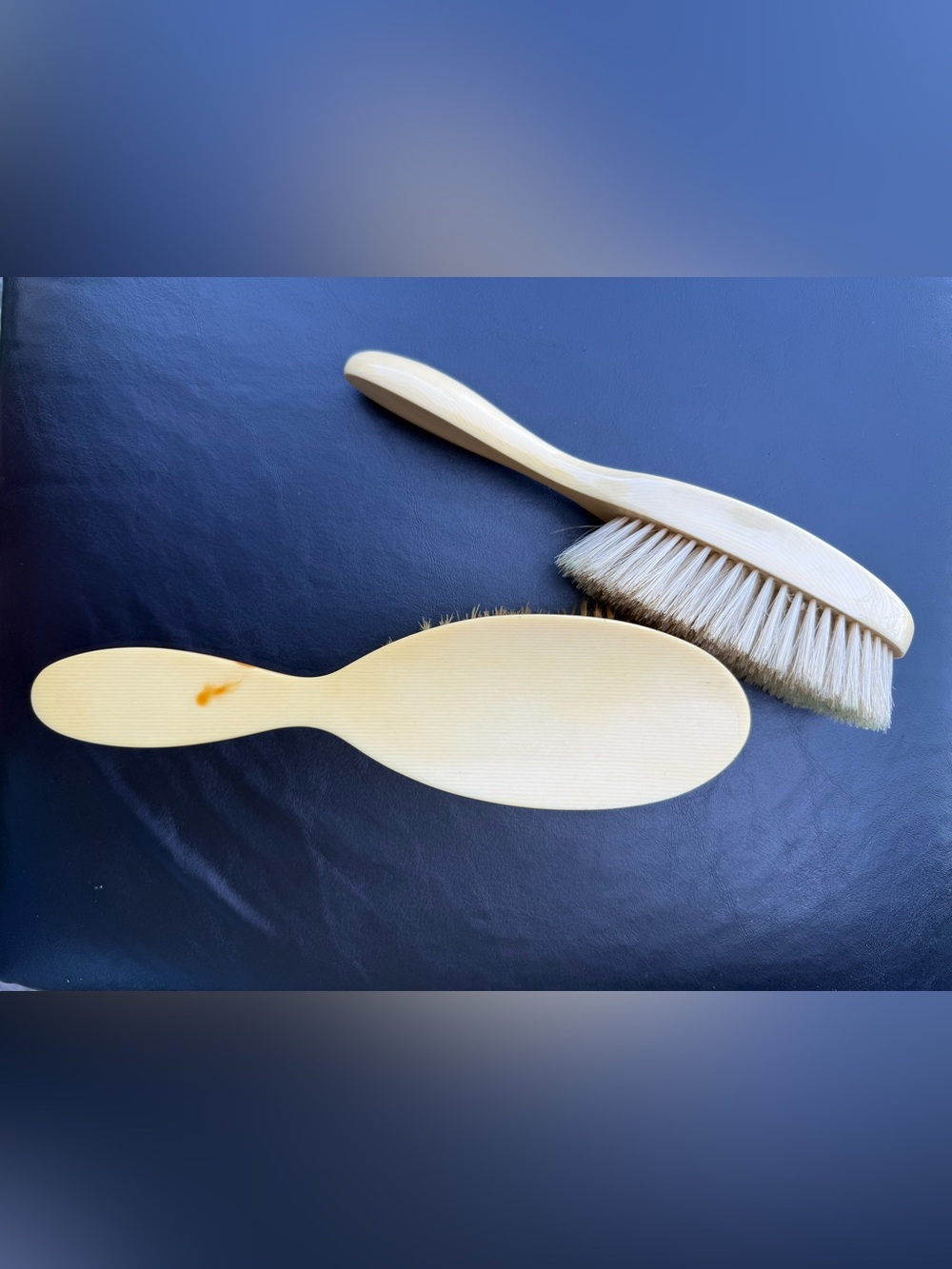 1950s French Ivory Bakelite Hair Brush Collectibles Made in USA 1950s Set Of Two